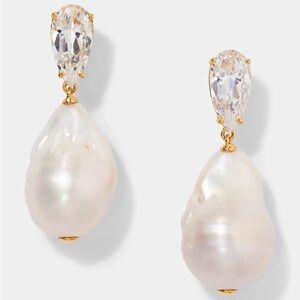Nadri LONDON BAROQUE FRESHWATER PEARL AND CZ DROP EARRINGS